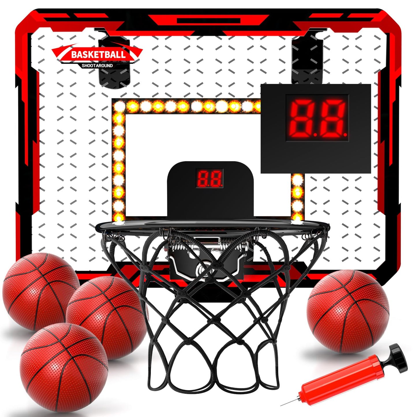 Basketbala Ĉapo Endoma, Mini Basketbala Ĉapo kun 4 Pilkoj, Basketbalaj Ludiloj