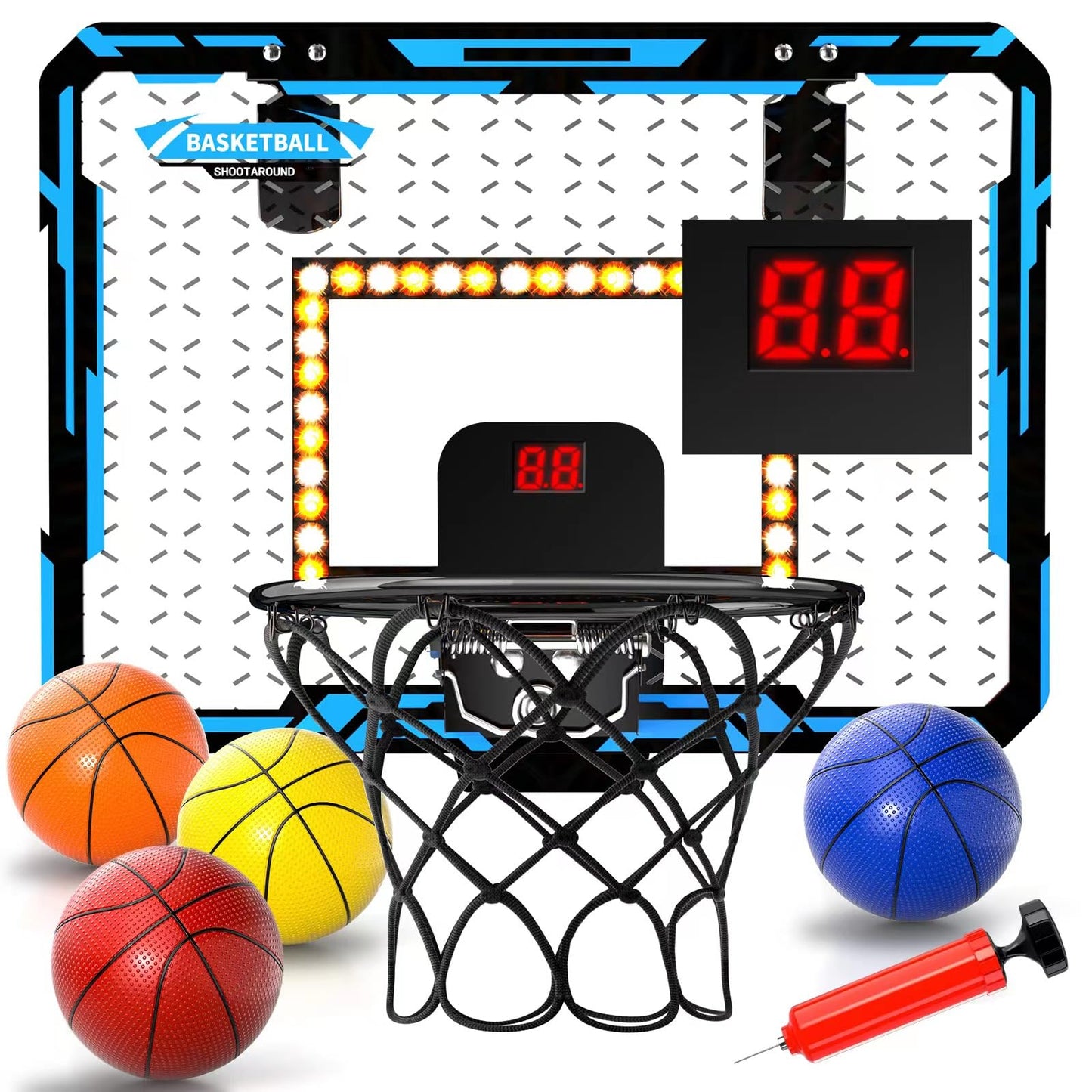 Basketbala Ĉapo Endoma, Mini Basketbala Ĉapo kun 4 Pilkoj, Basketbalaj Ludiloj