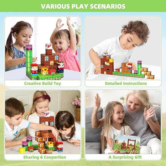 120-piece magnetic building block set - Magnetic cubes suitable for children aged 4-8