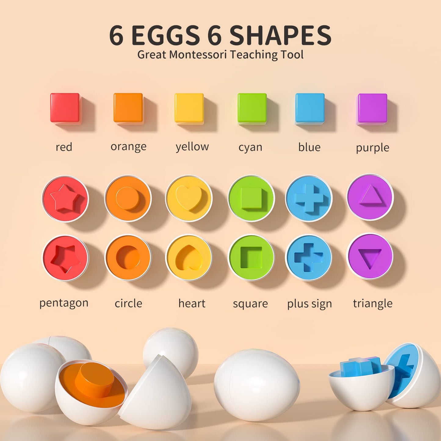 Easter Egg Toys - Color-matching game shape classification with 6 toy eggs