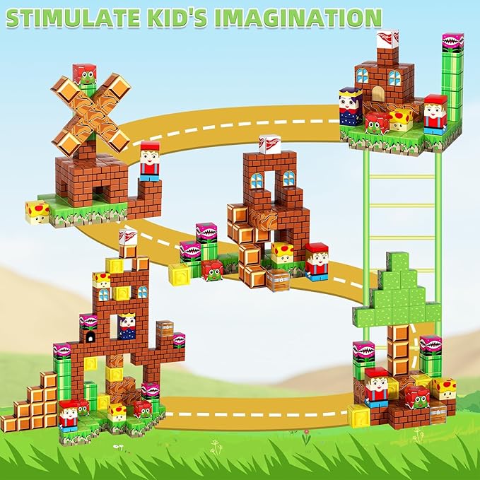 120-piece magnetic building block set - Magnetic cubes suitable for children aged 4-8