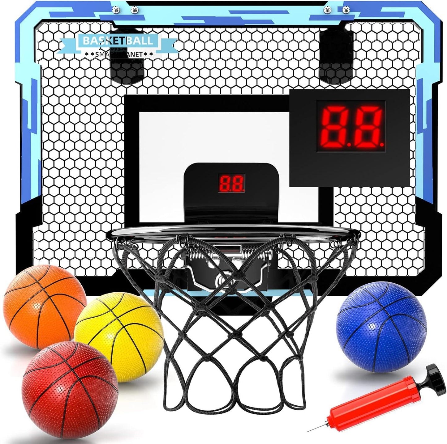 Basketbala Ĉapo Endoma, Mini Basketbala Ĉapo kun 4 Pilkoj, Basketbalaj Ludiloj