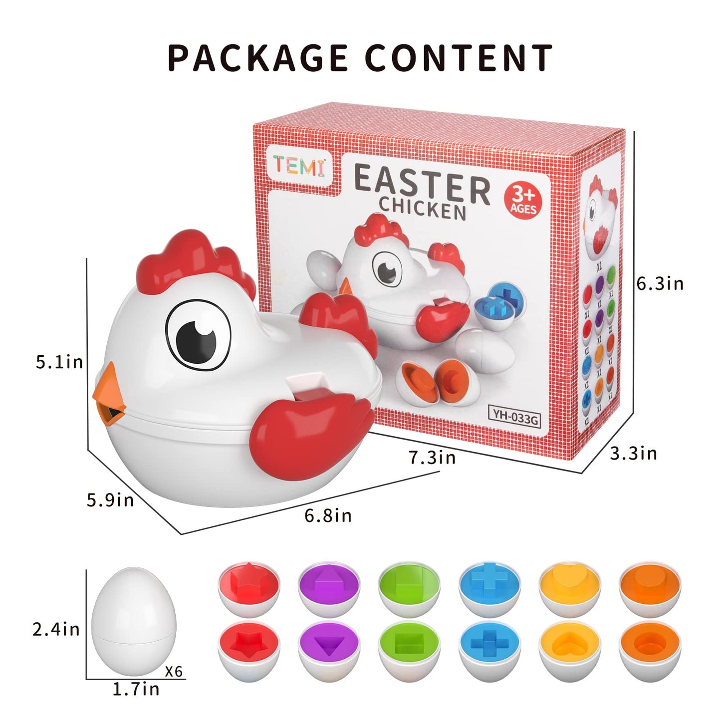 Easter Egg Toys - Color-matching game shape classification with 6 toy eggs
