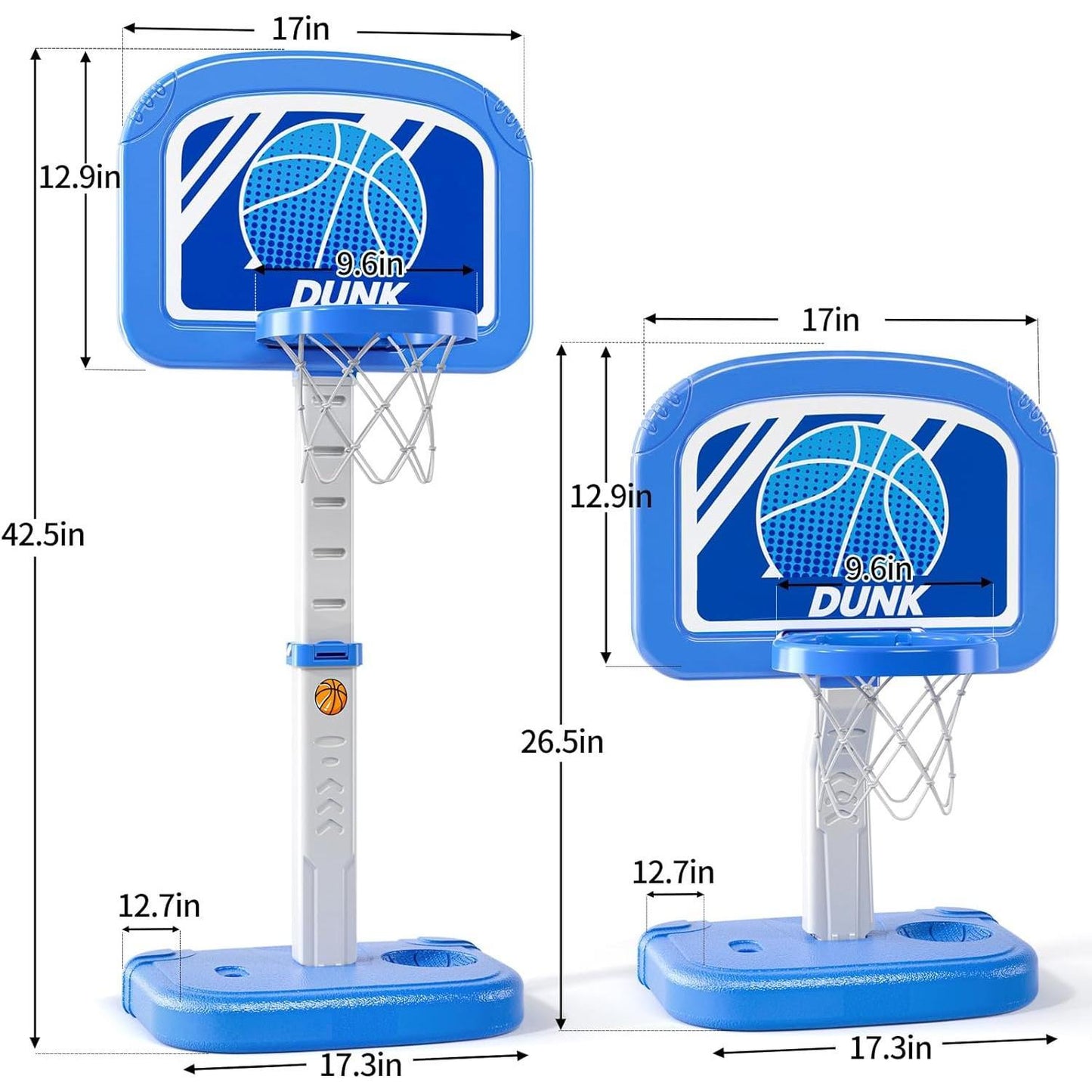 Basketball Hoop Indoor , Adjustable Poolside Hoops with 4 Balls and Pump, Indoor Outdoor Basketball Game, Christmas Birthday Gift
