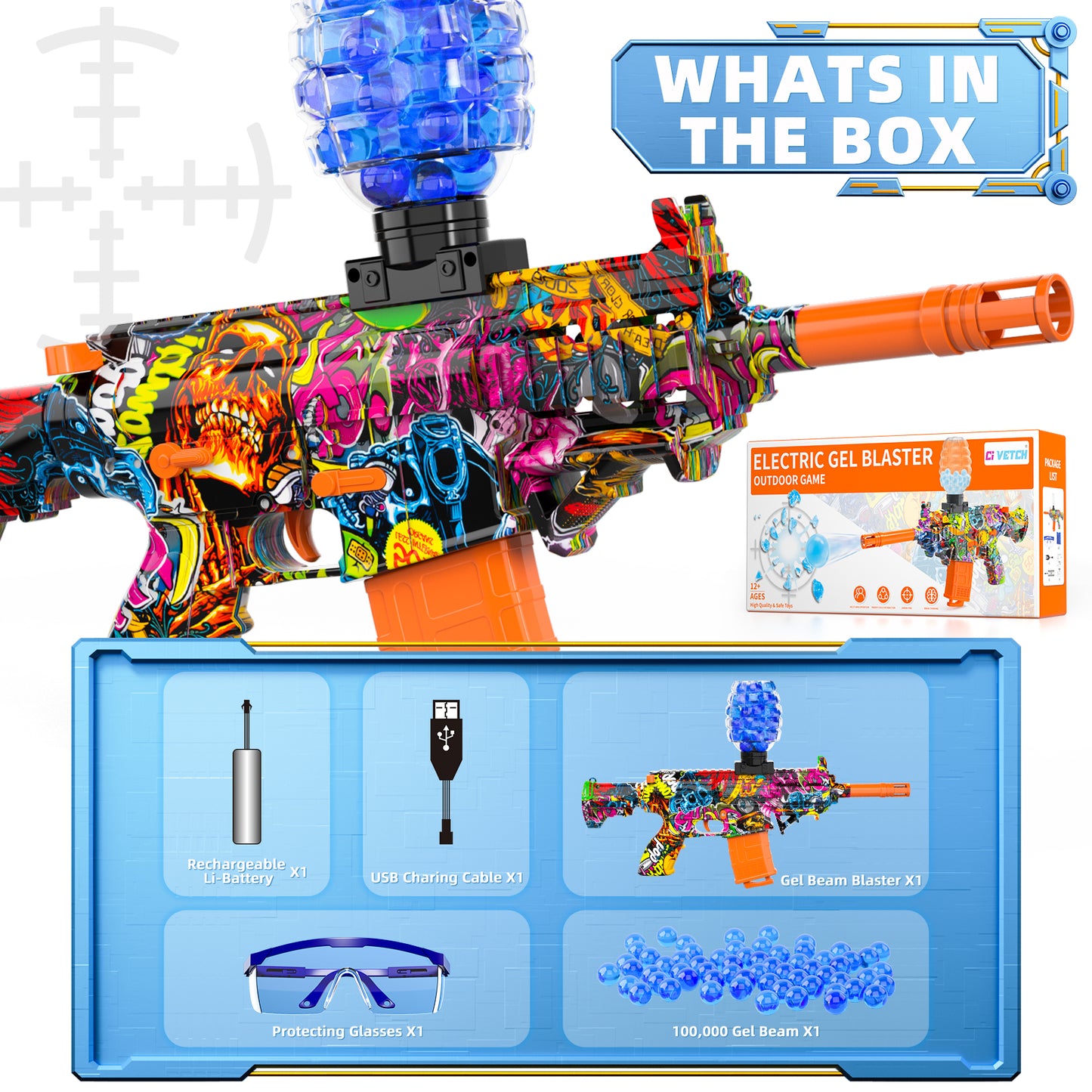 Automatic splash ball toys for outdoor activities, summer game party gifts, small electric gel ball toys