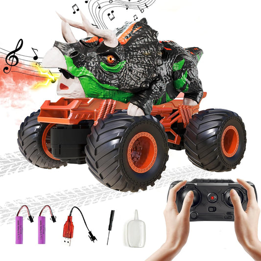 2.4Ghz remote-controlled dinosaur car toy, with light and sound sprays