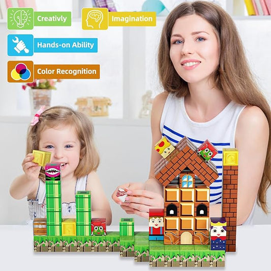 120-piece magnetic building block set - Magnetic cubes suitable for children aged 4-8