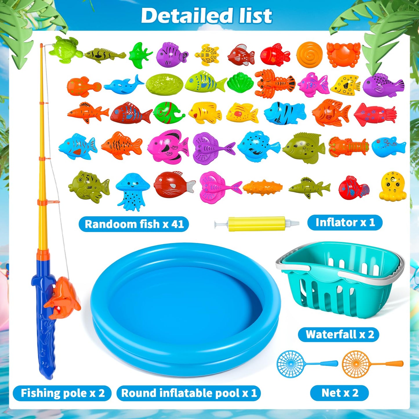 Fishing games, bathtub toys, 48 pieces