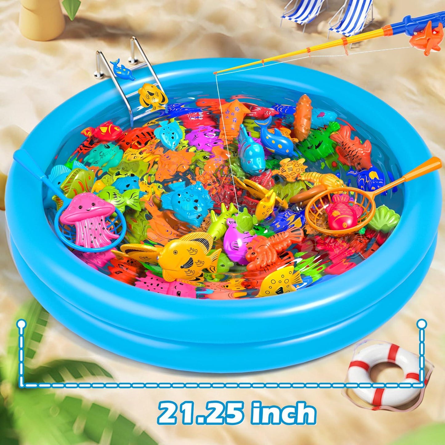 Fishing games, bathtub toys, 48 pieces