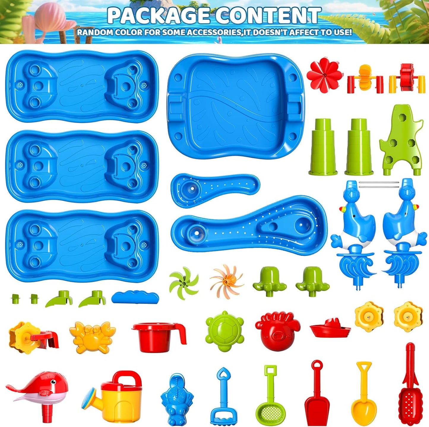 Sand and Water Table Toy for, 5 Tier Showers Pond Table,  Play Activity Summer Outdoor on Beach Backyard