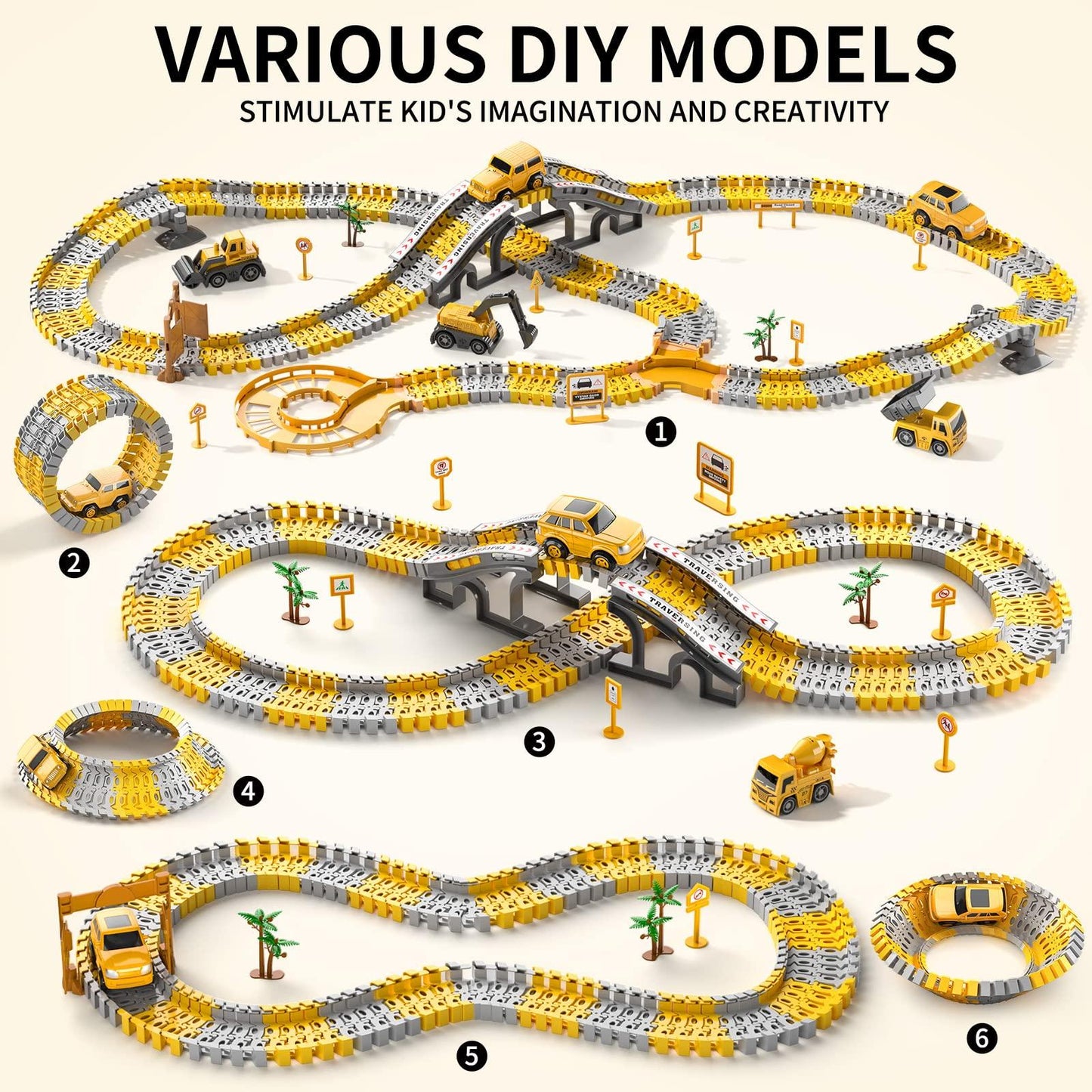 236 sets of construction toy track sets and 6 sets of toy construction vehicles