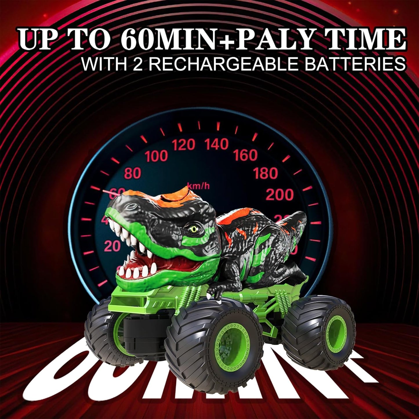 2.4Ghz remote-controlled dinosaur car toy, with light and sound sprays
