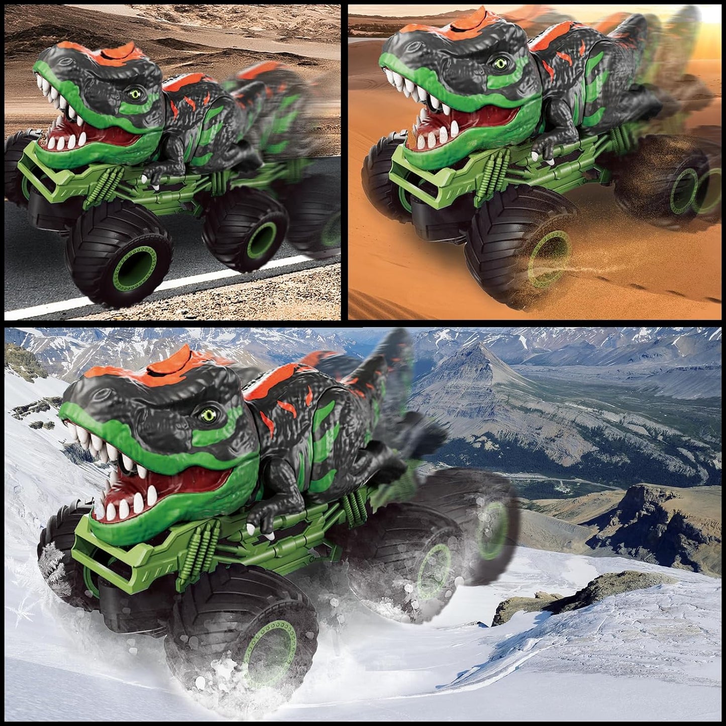 2.4Ghz remote-controlled dinosaur car toy, with light and sound sprays