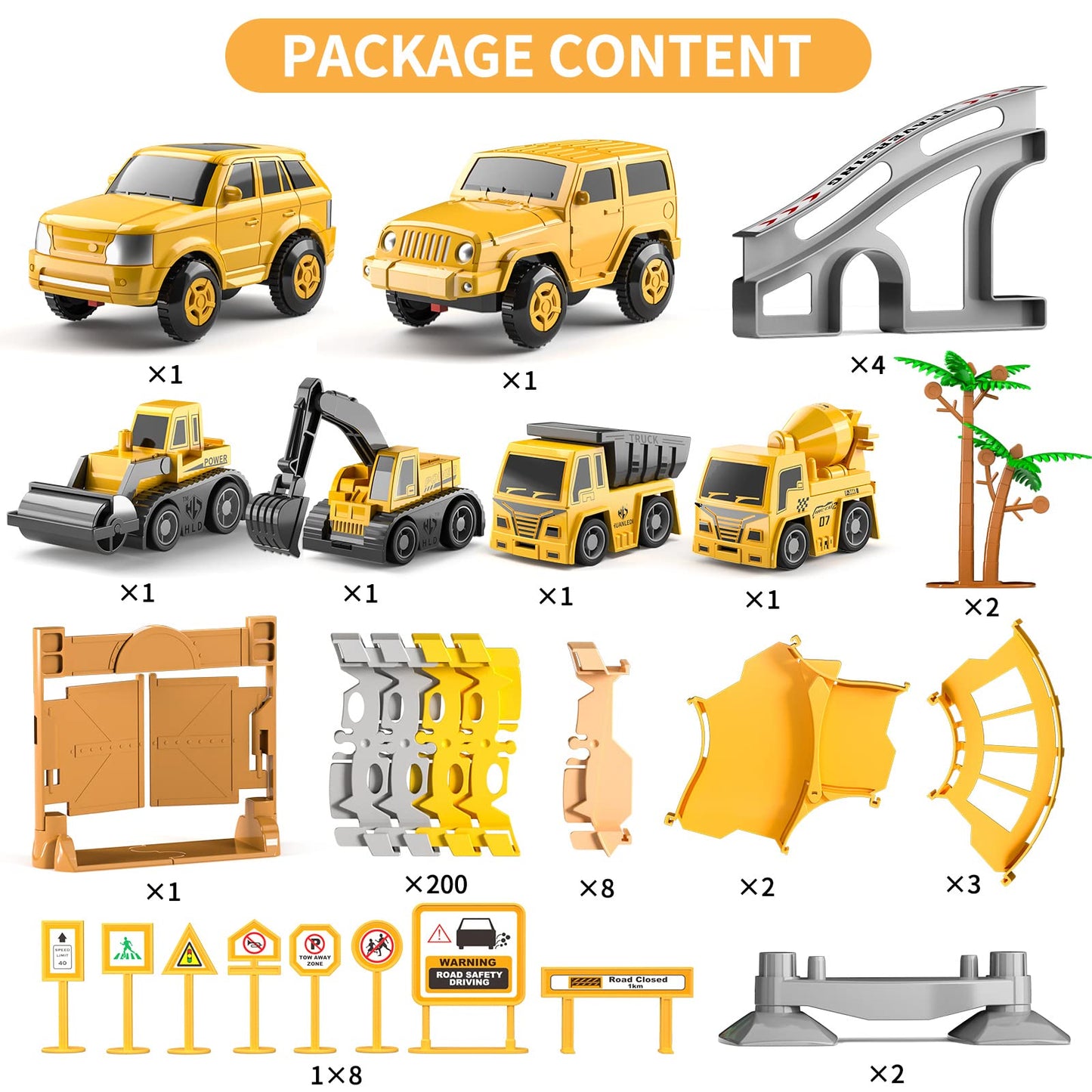 236 sets of construction toy track sets and 6 sets of toy construction vehicles