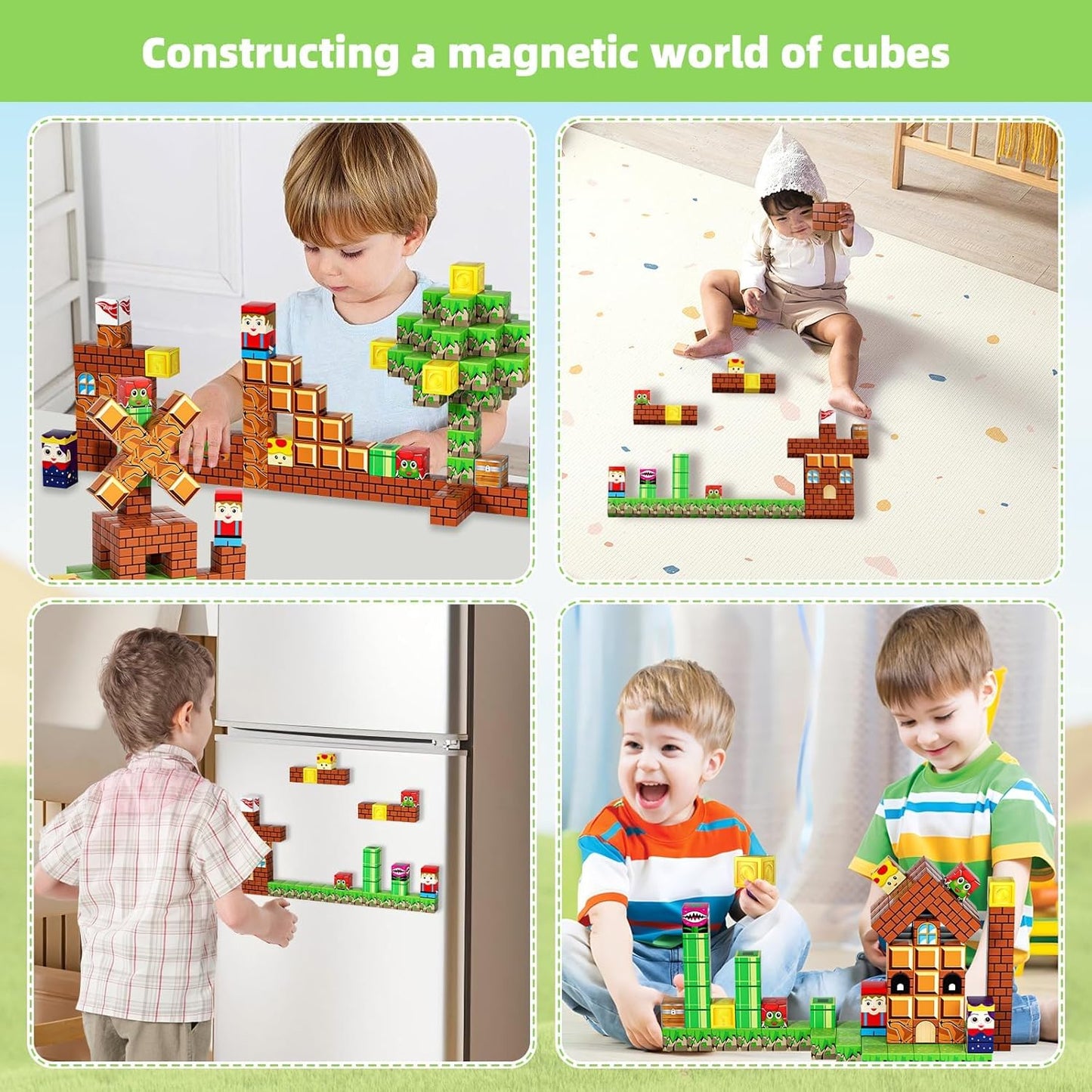 120-piece magnetic building block set - Magnetic cubes suitable for children aged 4-8