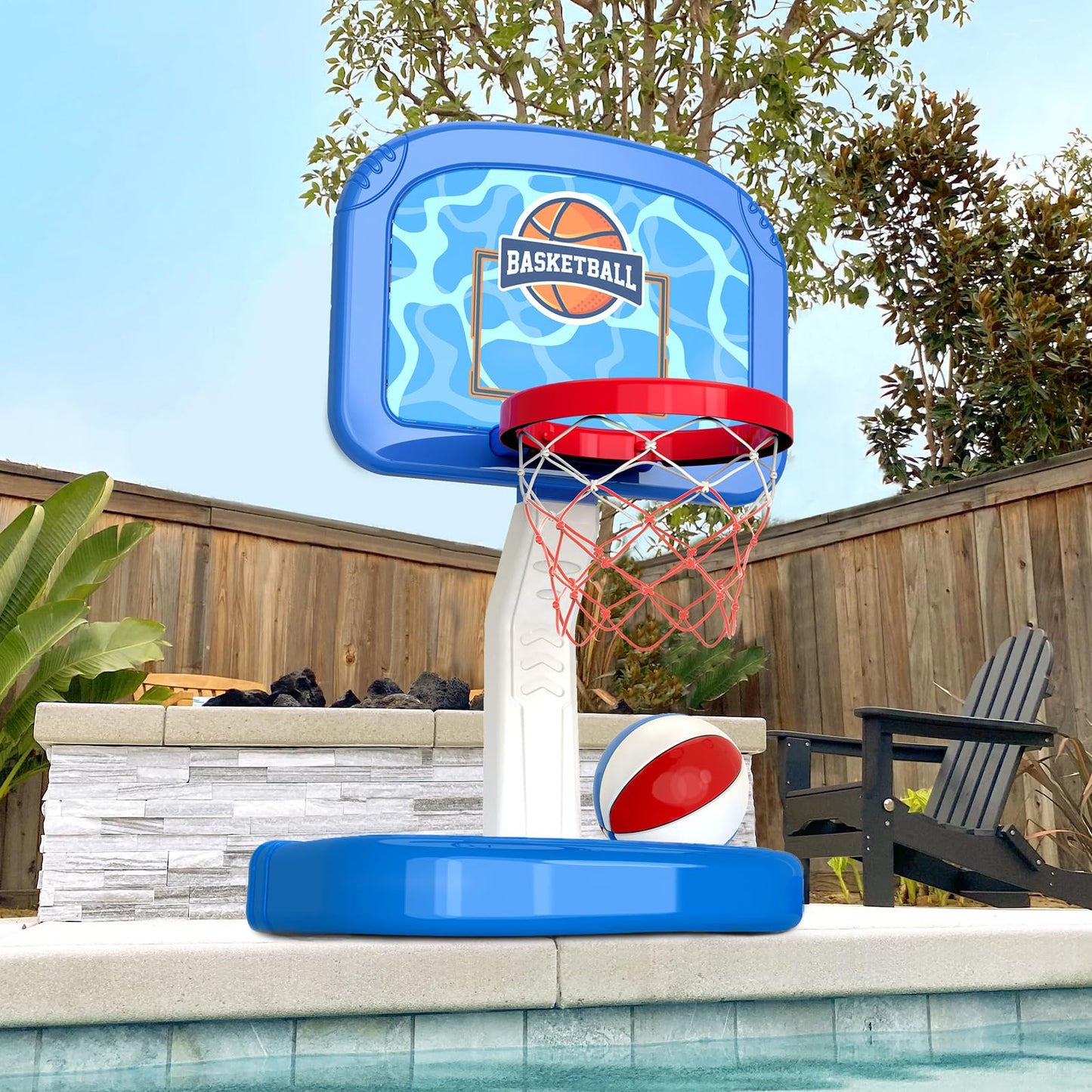 Basketball Hoop Indoor , Adjustable Poolside Hoops with 4 Balls and Pump, Indoor Outdoor Basketball Game, Christmas Birthday Gift